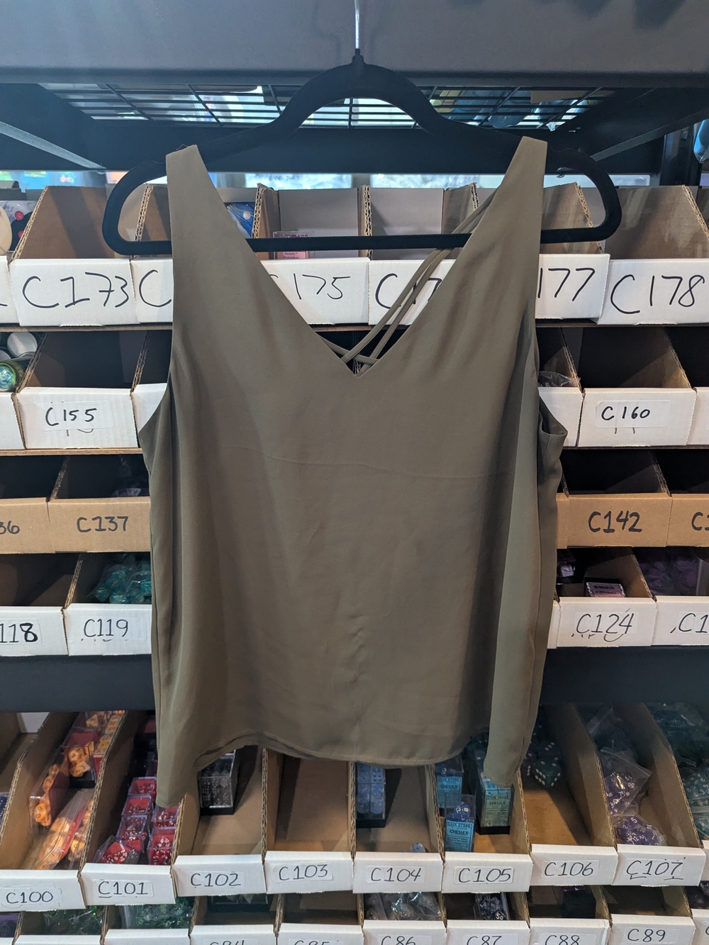 Express Olive Green V-Neck Strappy Tank Top